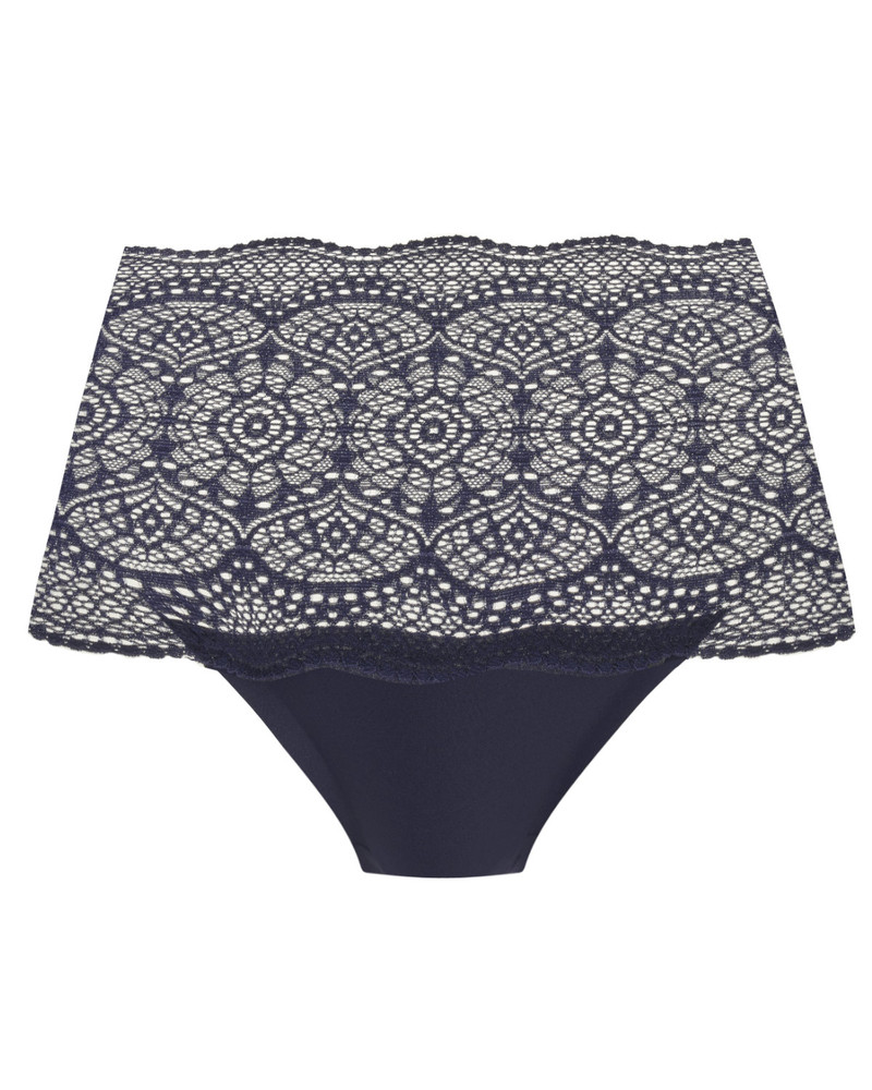 Lace Ease figi z wysokim stanem - granatowe ONE SIZE