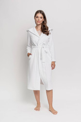 Szlafrok - z kapturem bawełniany plus size OH!ZUZA N&D R03 - śnieżna biel