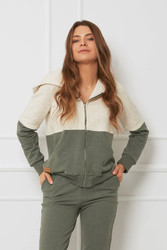 Bluza damska - plus size organiczna bawełna OH!ZUZA N&D H03- kremowo/zielona
