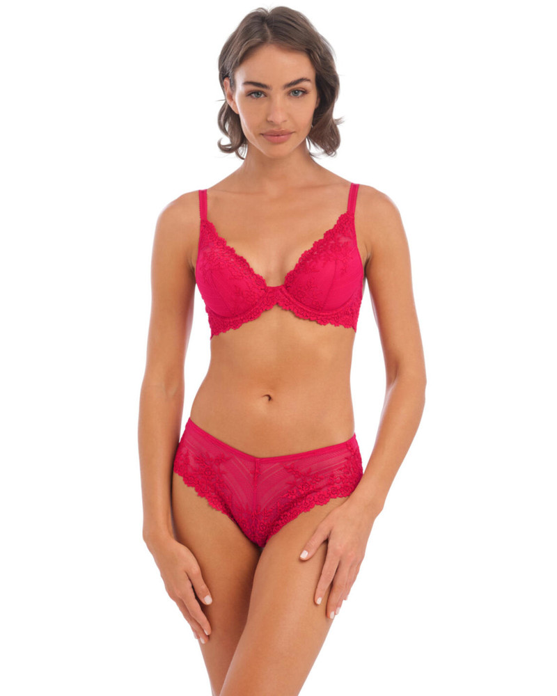 Wacoal Embrace Lace koronkowy biustonosz plunge - czerwony