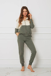 Bluza damska - organiczna bawełna OH!ZUZA N&D H03- kremowo/zielona