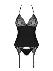 828-COR-1 gorset i stringi – czarny Obsessive