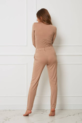 Spodnie - z kokardką plus size tencel OH!ZUZA N&D H25 - karmelowe