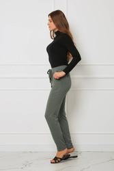 Spodnie - z kokardką plus size tencel OH!ZUZA N&D H25 - zielone