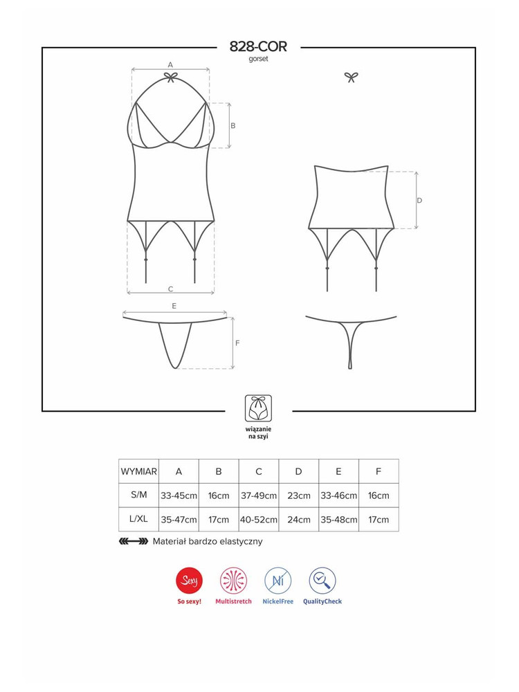 828-COR-1 gorset i stringi – czarny Obsessive