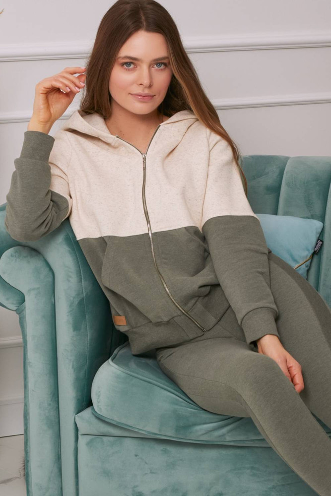 Bluza damska - organiczna bawełna OH!ZUZA N&D H03- kremowo/zielona