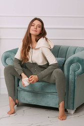 Bluza damska - organiczna bawełna OH!ZUZA N&D H03- kremowo/zielona