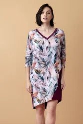 Sonnet luźna koszula nocna z rękawem 3/4 – merlot