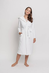 Szlafrok - z kapturem bawełniany plus size OH!ZUZA N&D R03 - śnieżna biel