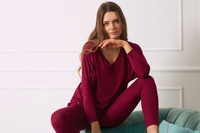 Komplet damski plus size z legginsami OH!ZUZA N&D H28 - żurawinowy