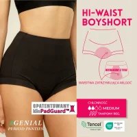 Majtki menstruacyjne z wysokim stanem - czarne