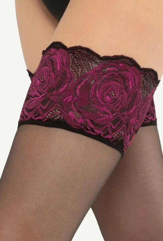 Pończochy Ars Amandi Calze Rose - nero/rosso