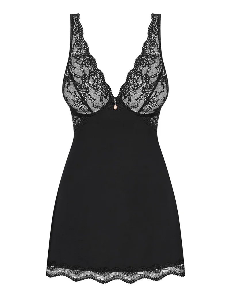 Komplet Luvae babydoll i stringi - czarne - Obsessive