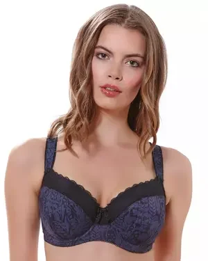 Fearne biustonosz half-cup - czarno-fioletowy WYPRZEDAŻ
